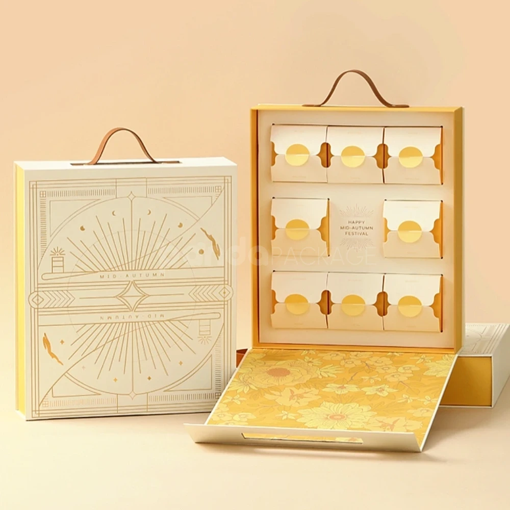 White Embossed Mid-Autumn Mooncake Gift Box