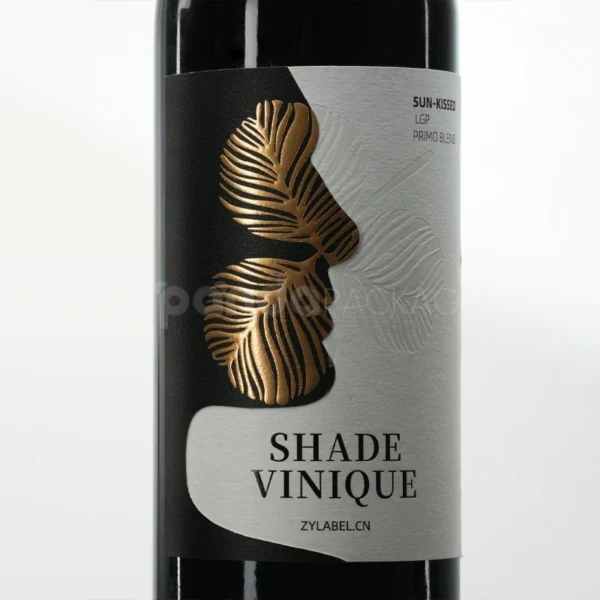 Minimalist Gold Foil Wine Label Sticker with Embossed Texture