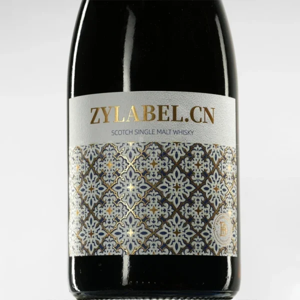 Ornamental Tile-Inspired Wine Label Sticker with Gold Foil Accents