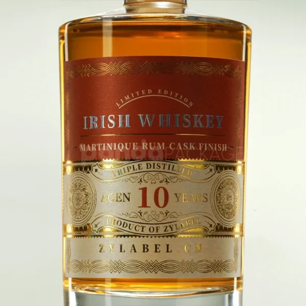 Classic Aged Whiskey Label Sticker with Embossed Gold Detailing
