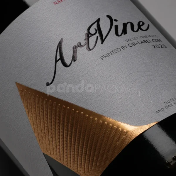 Minimalist Wine Label Sticker with Gold Embossed Geometric Accent - second image
