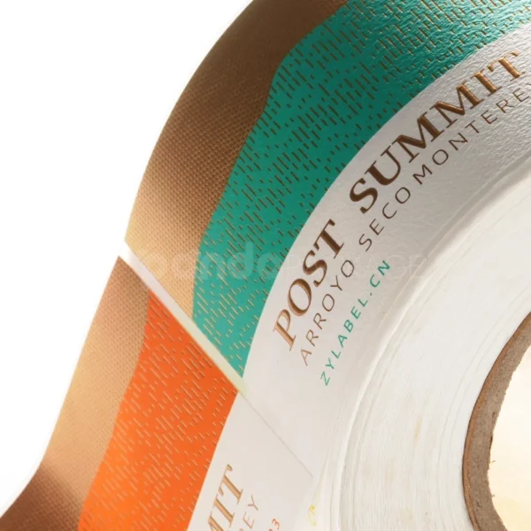 Textured Metallic Wine Label Sticker with Nature-Inspired Color Bands
