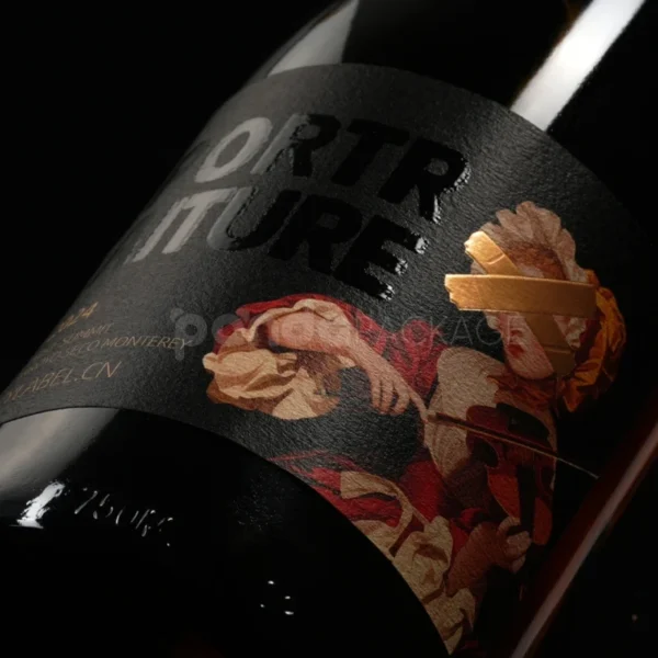 Classical Art Wine Label Sticker with Matte Finish and Foil Detail