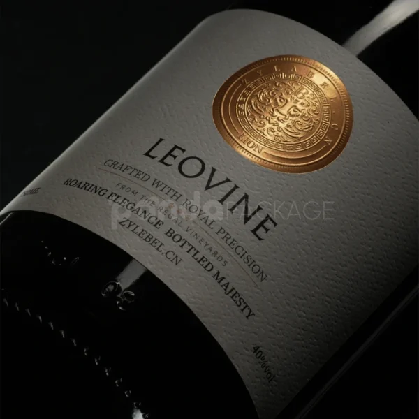 Royal Gold Embossed Wine Label Sticker with Minimalist Design