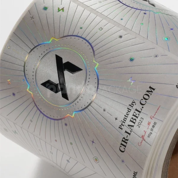 Holographic Cold Foil Wine Label Sticker with Futuristic Design
