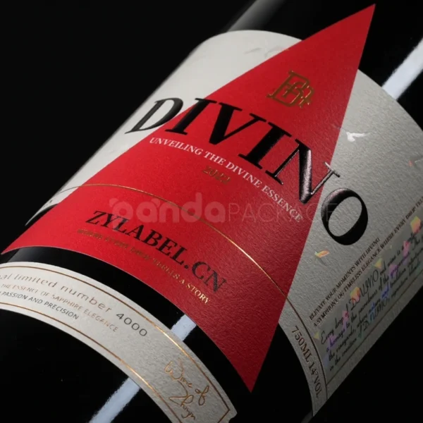 Bold Geometric Wine Label Sticker with Red Triangle Design