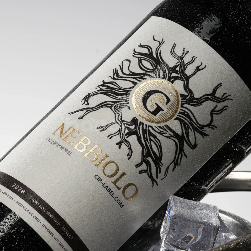 Elegant Metallic Wine Label Sticker