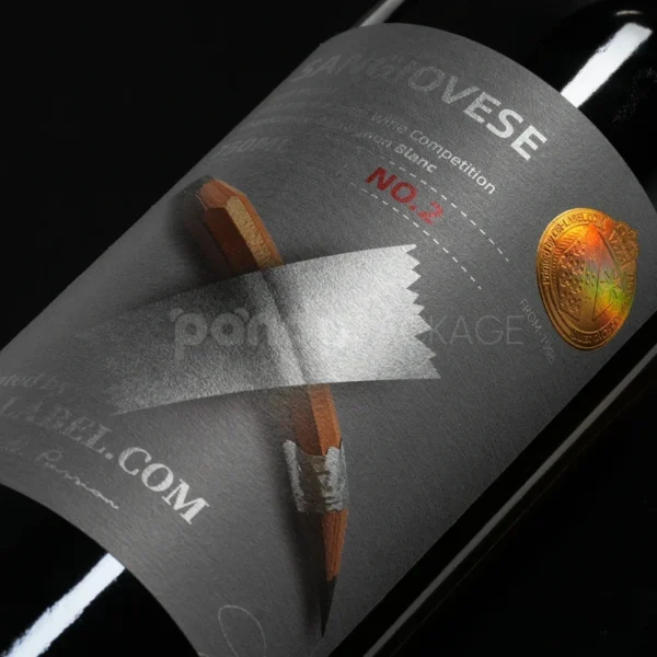 Creative Sketch-Style Wine Label Sticker with Matte Finish