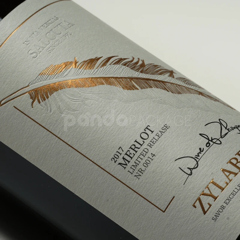 Elegant Feather Wine Label Sticker