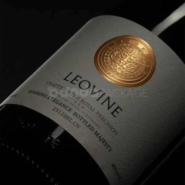 Minimalist Royal Wine Label Sticker with Embossed Gold Emblem