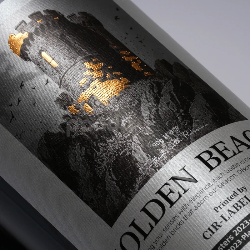 Golden Lighthouse Wine Label Sticker