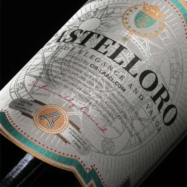 Regal Embossed Wine Label Sticker with Crown Emblem