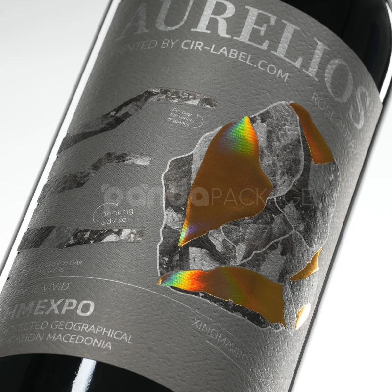 Label Sticker with Holographic Metallic Shard Design