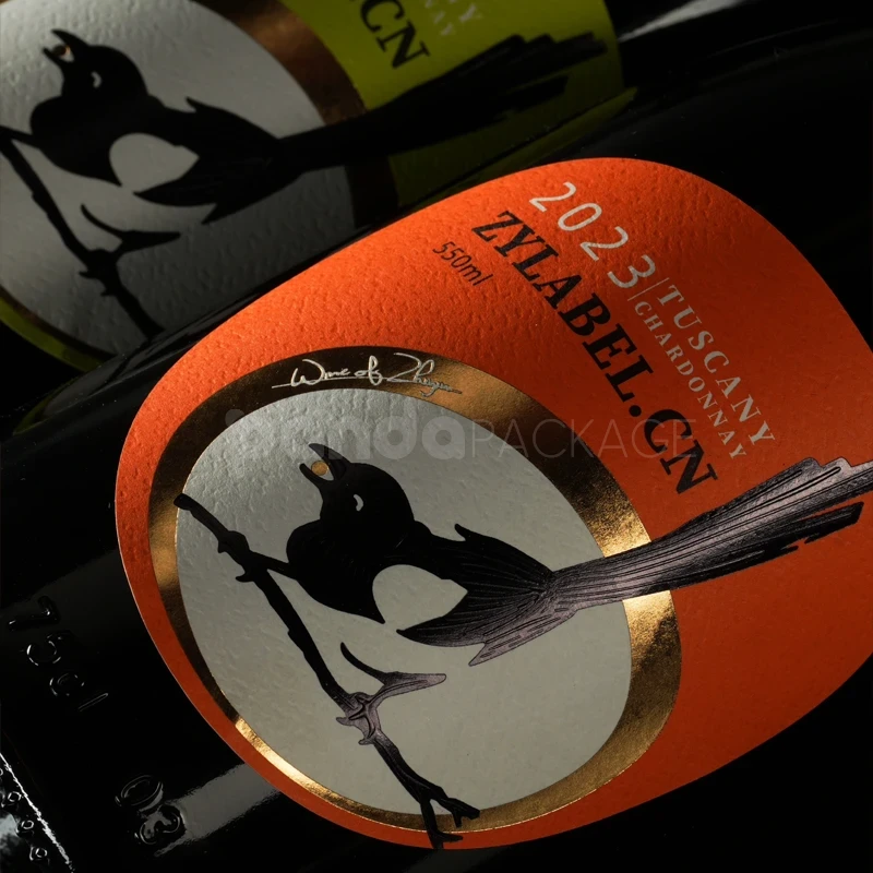 Wine Label Sticker with Foil Accent