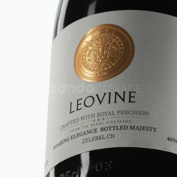 Royal Gold Embossed Wine Label Sticker with Minimalist Design