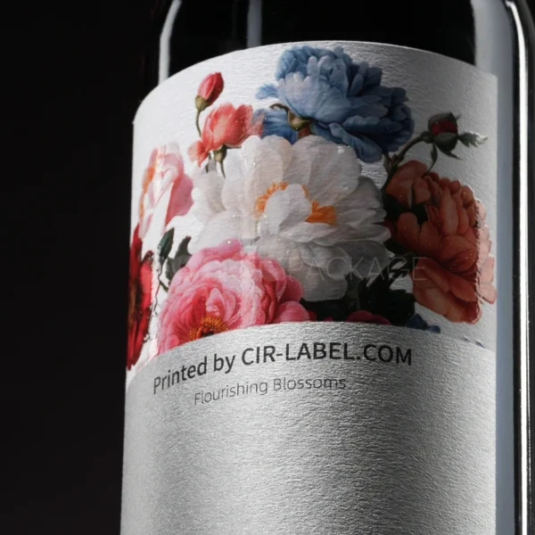 Floral Art Wine Label Sticker with Elegant Textured Finish