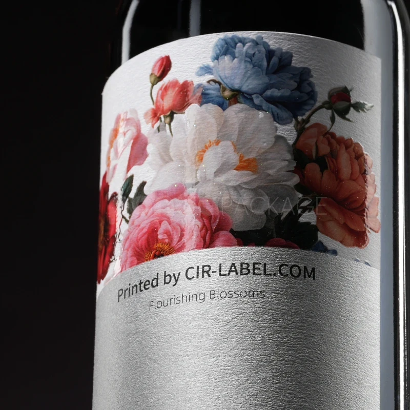 Floral Art Wine Label Sticker