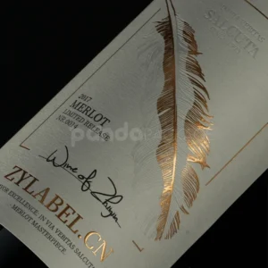 Elegant Feather Wine Label Sticker