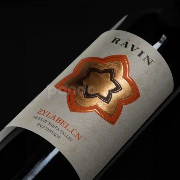 Artisan Floral Wine Label Sticker with Embossed Foil Layers