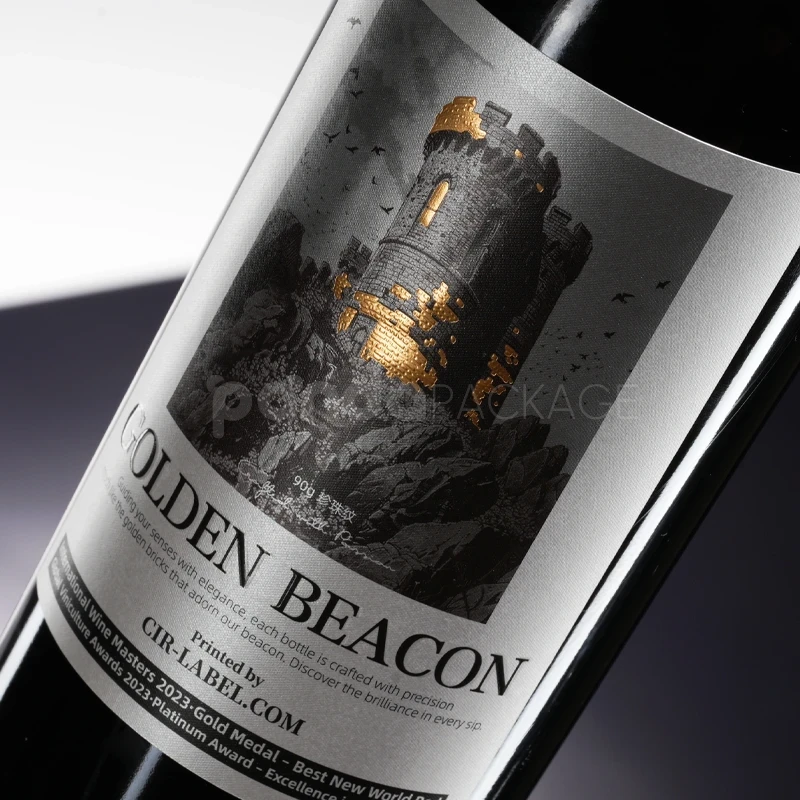 Golden Lighthouse Wine Label Sticker