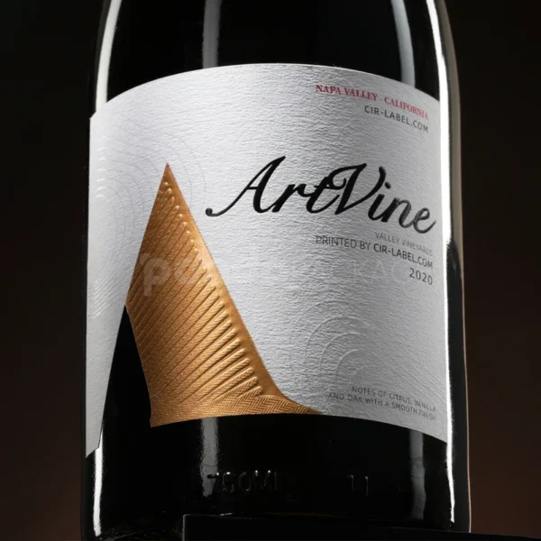 Minimalist Wine Label Sticker with Gold Embossed Geometric Accent