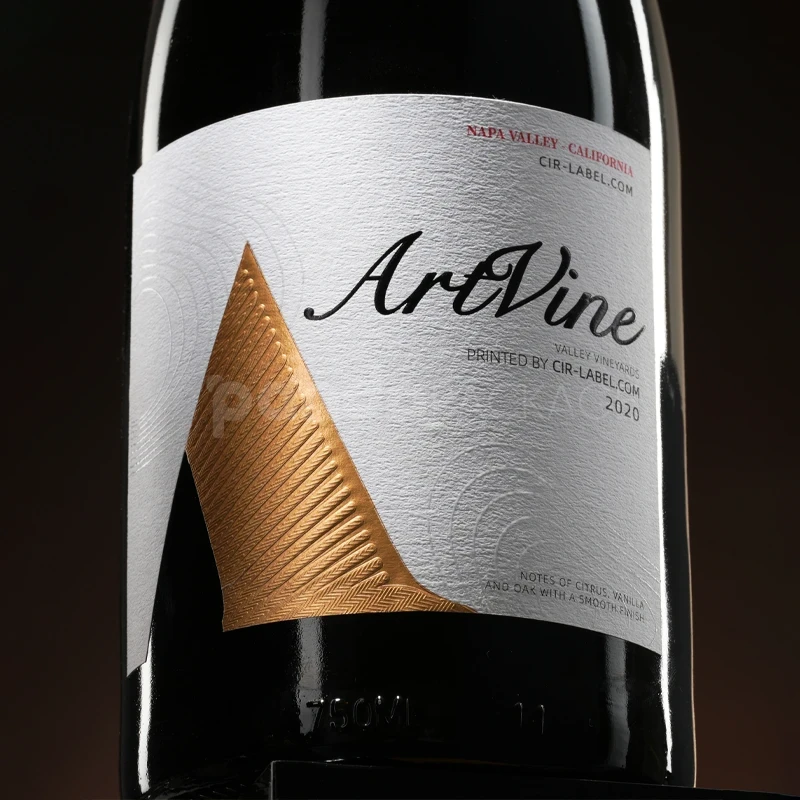 Label Sticker with Gold Embossed Geometric Accent