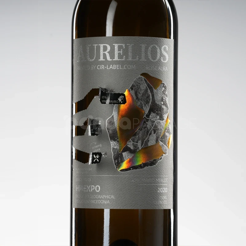 Label Sticker with Holographic Metallic Shard Design