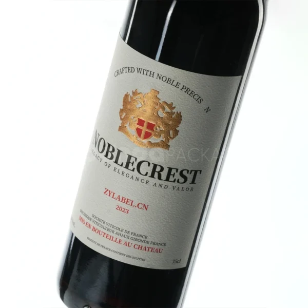 Classic Crest Wine Label Sticker with Embossed Gold Foil Emblem