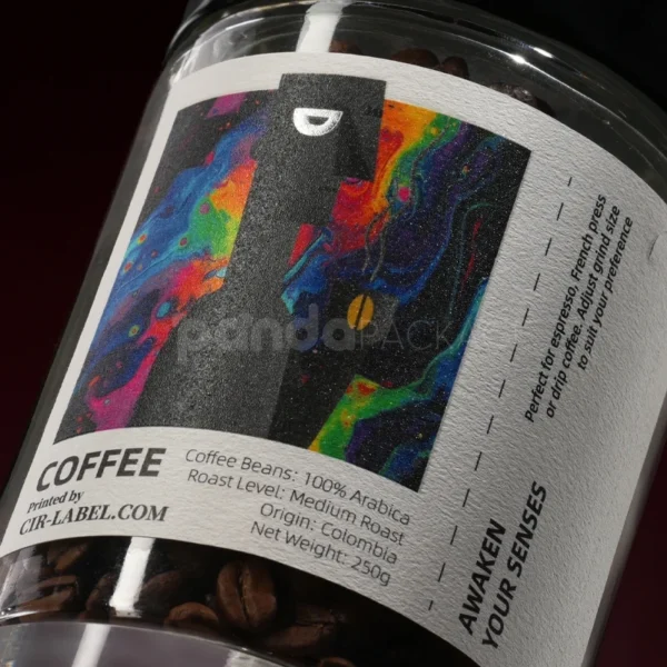Modern Art Coffee Jar Label Sticker with Matte Texture