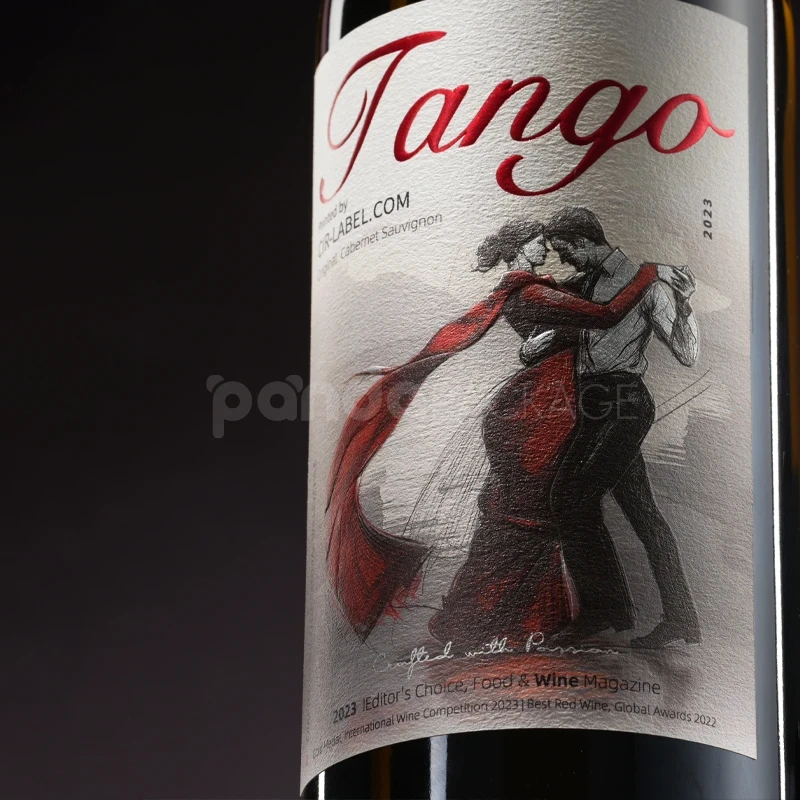 Wine Label Sticker with Textured Finish