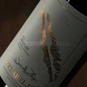 Elegant Feather Wine Label Sticker