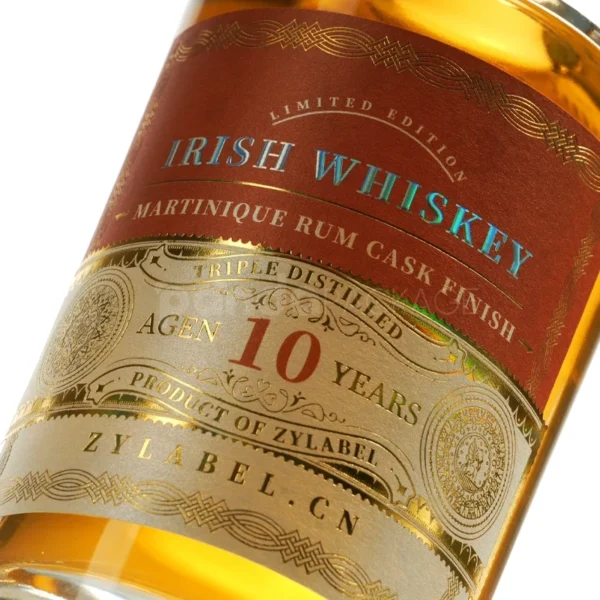 Classic Aged Whiskey Label Sticker with Embossed Gold Detailing