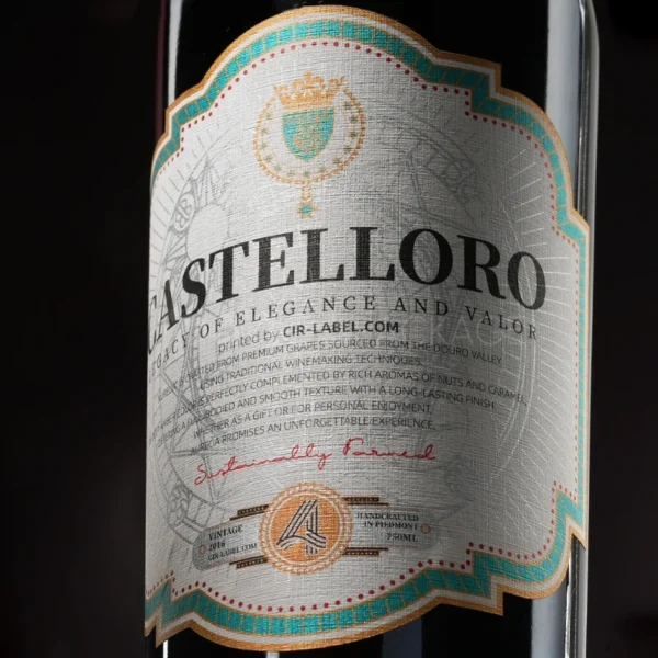 Regal Embossed Wine Label Sticker with Crown Emblem