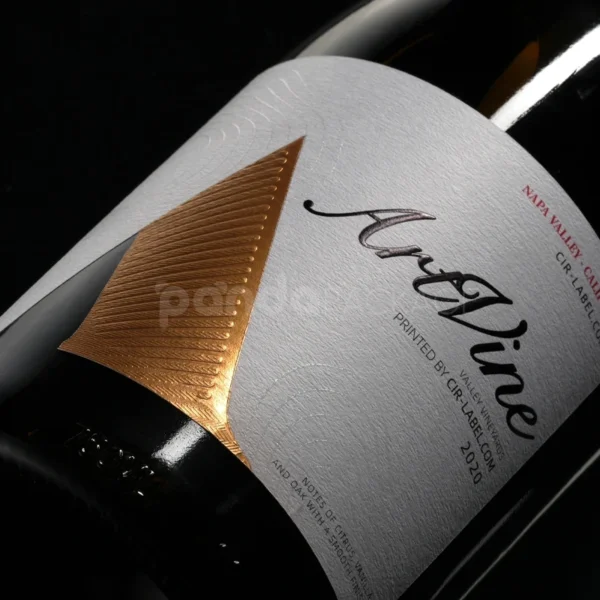 Minimalist Wine Label Sticker with Gold Embossed Geometric Accent