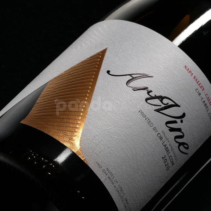Label Sticker with Gold Embossed Geometric Accent