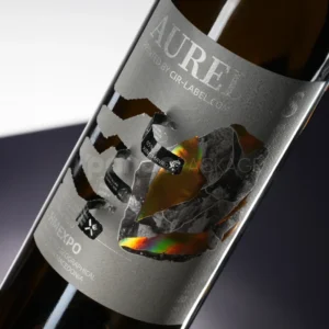 Label Sticker with Holographic Metallic Shard Design