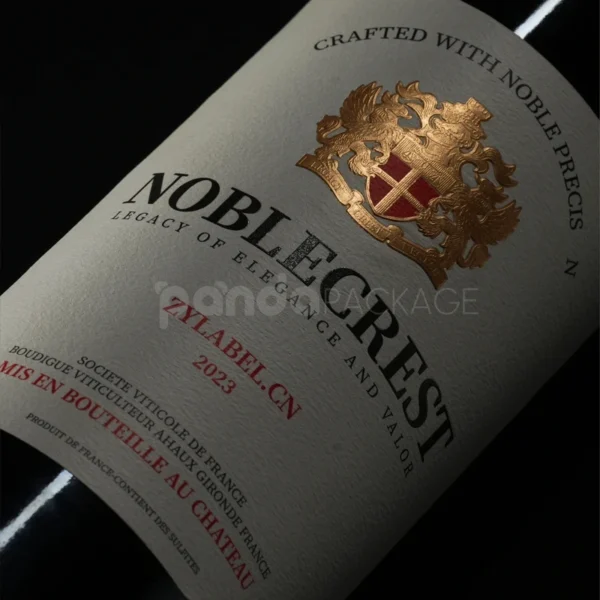 Classic Crest Wine Label Sticker with Embossed Gold Foil Emblem