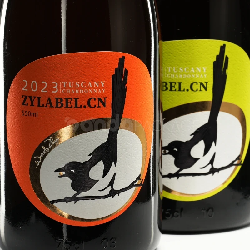 Wine Label Sticker with Foil Accent