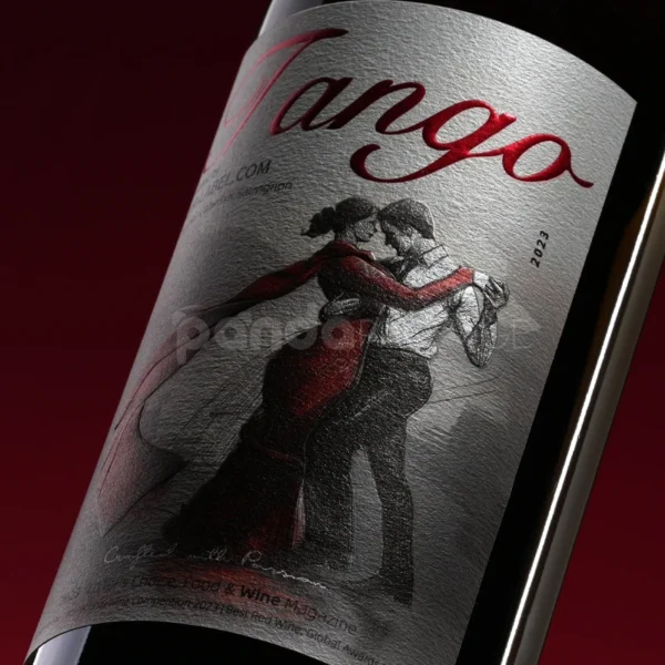 Romantic Tango Wine Label Sticker with Textured Finish
