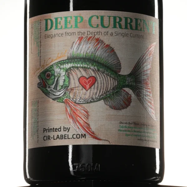 Artisanal Illustrated Wine Label Sticker with Textured Finish