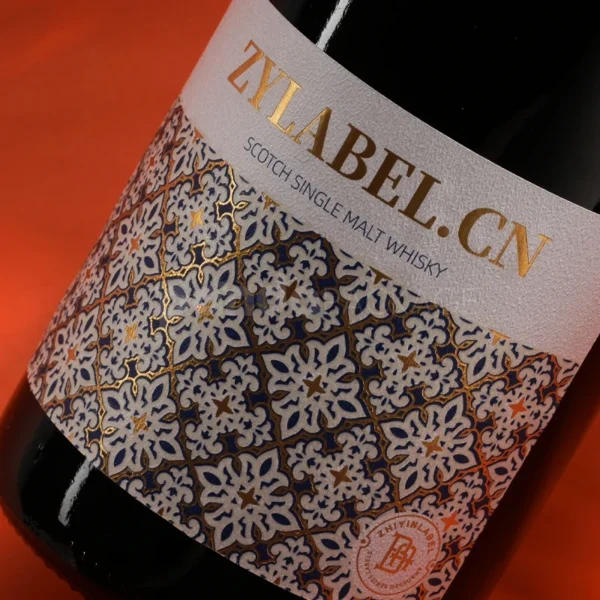 Ornamental Tile-Inspired Wine Label Sticker with Gold Foil Accents