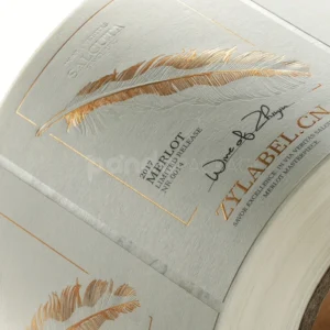 Elegant Feather Wine Label Sticker