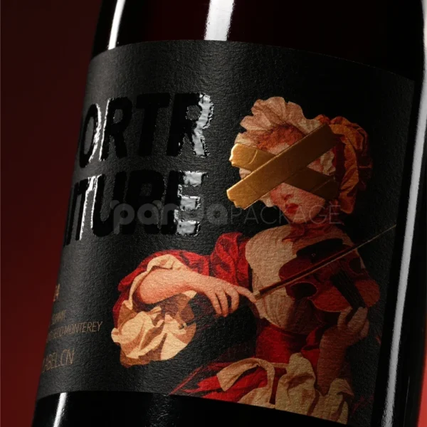 Classical Art Wine Label Sticker with Matte Finish and Foil Detail