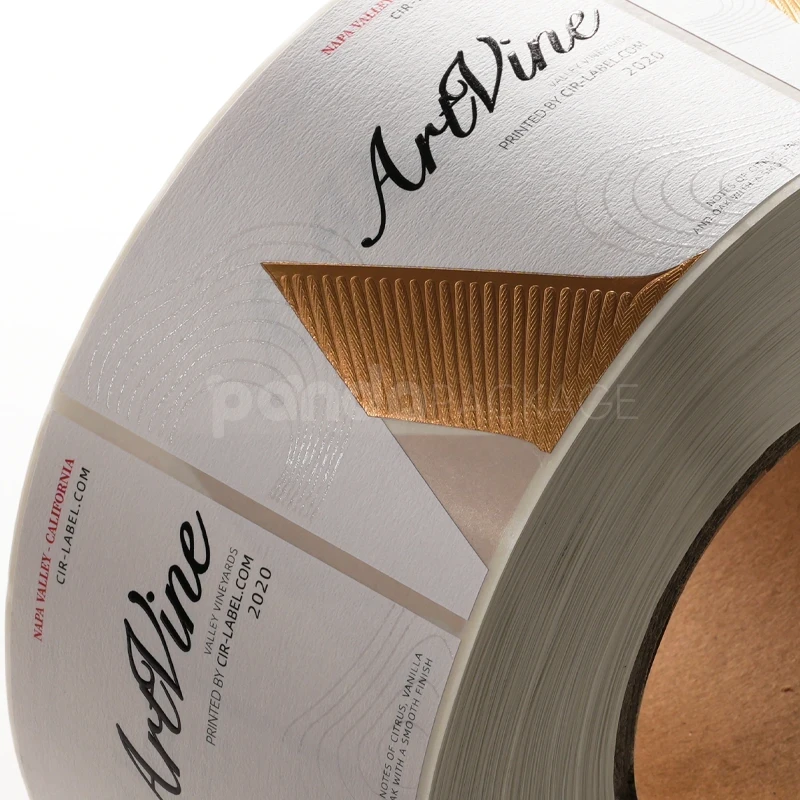 Label Sticker with Gold Embossed Geometric Accent