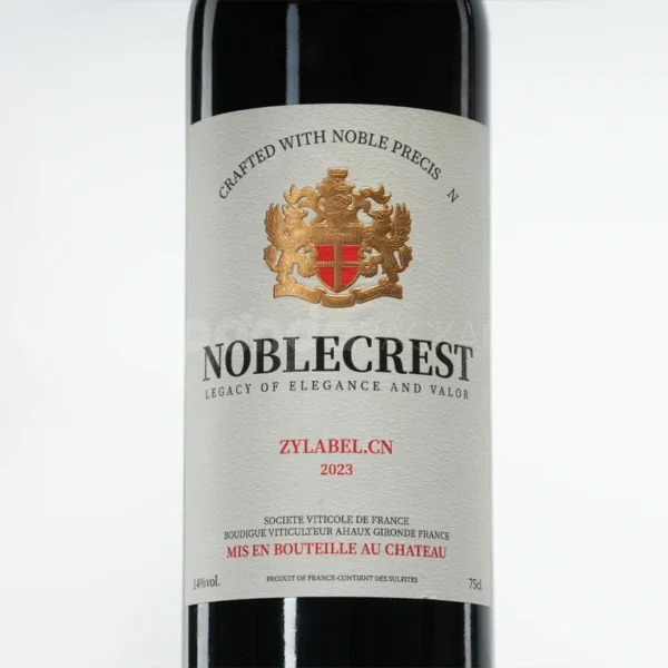 Classic Crest Wine Label Sticker with Embossed Gold Foil Emblem