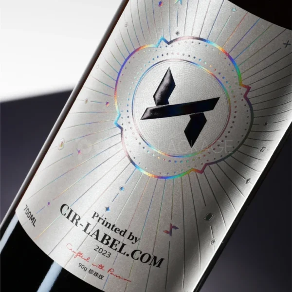 Holographic Cold Foil Wine Label Sticker with Futuristic Design