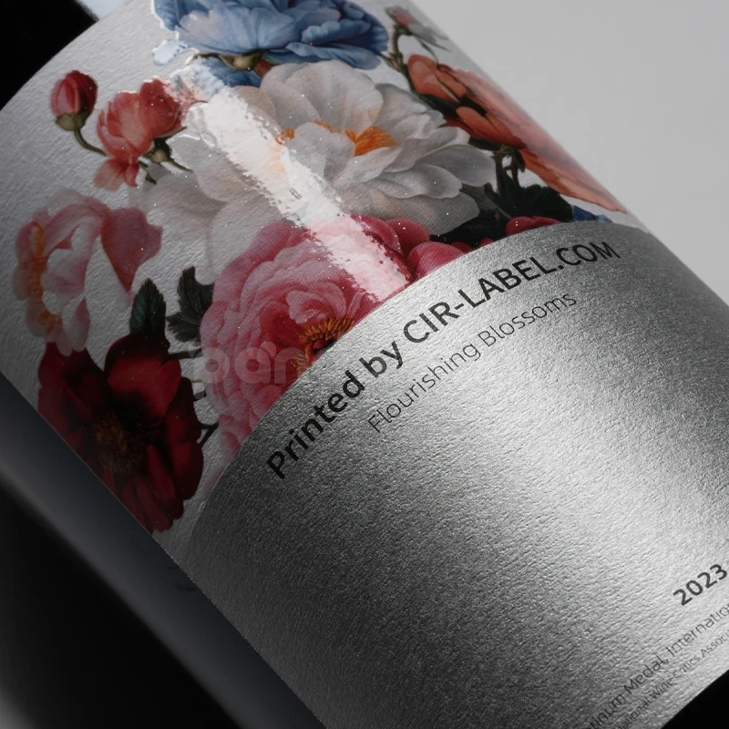 Floral Art Wine Label Sticker