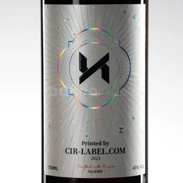 Holographic Cold Foil Wine Label Sticker with Futuristic Design