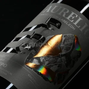 Label Sticker with Holographic Metallic Shard Design