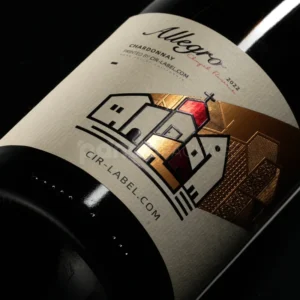 Modern Village Illustration Wine Label Sticker